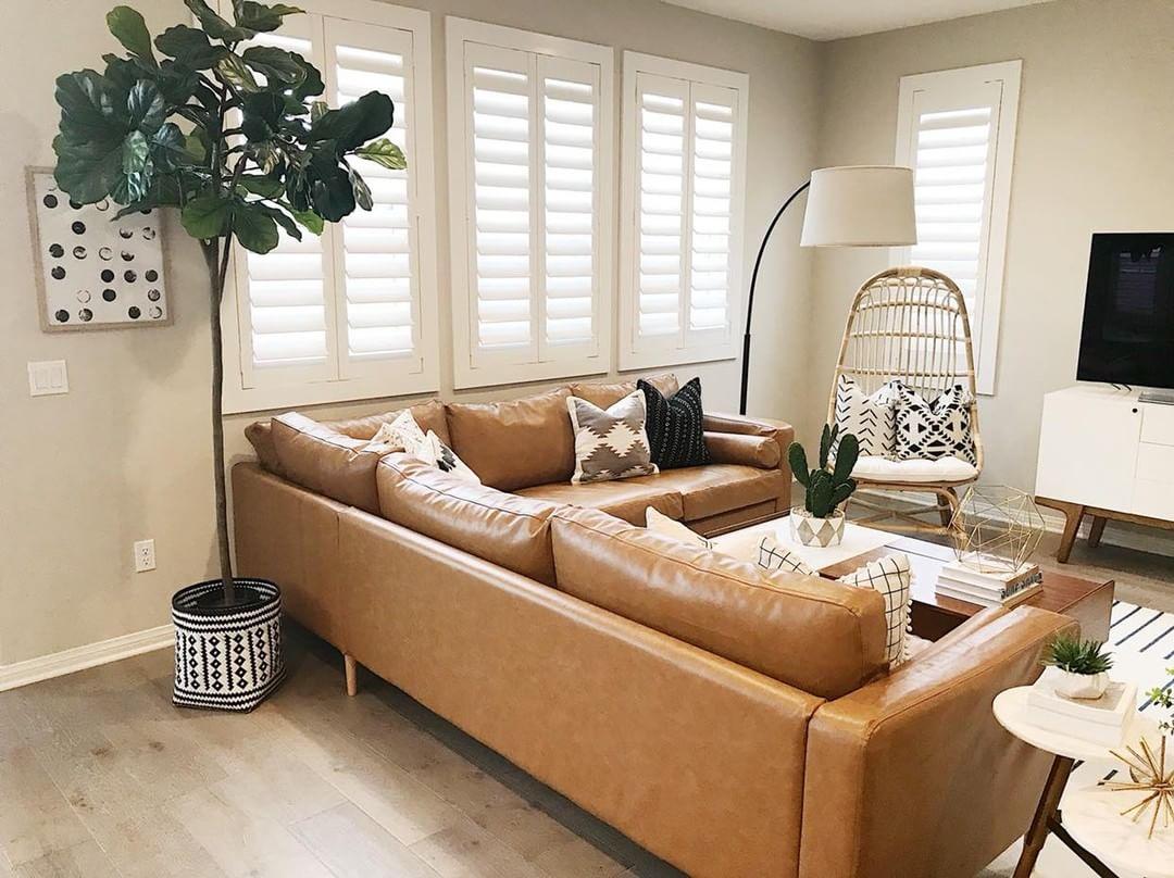 Plantation shutters in a living room